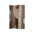 Brown Canvas Folding Three Panel Screen Room Divider - 72-inch