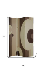 Brown Canvas Folding Three Panel Screen Room Divider - 72-inch