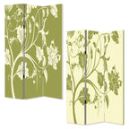 Green Canvas Folding Three Panel Screen Room Divider - 72-inch