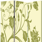 Green Canvas Folding Three Panel Screen Room Divider - 72-inch