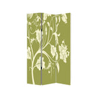 Green Canvas Folding Three Panel Screen Room Divider - 72-inch