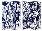 Black and White Canvas Folding Three Panel Screen Room Divider - 72-inch