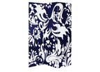 Black and White Canvas Folding Three Panel Screen Room Divider - 72-inch