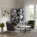 Black and White Canvas Folding Three Panel Screen Room Divider - 72-inch