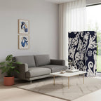 Black and White Canvas Folding Three Panel Screen Room Divider - 72-inch
