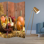 Brown Canvas Folding Three Panel Screen Room Divider - 72-inch