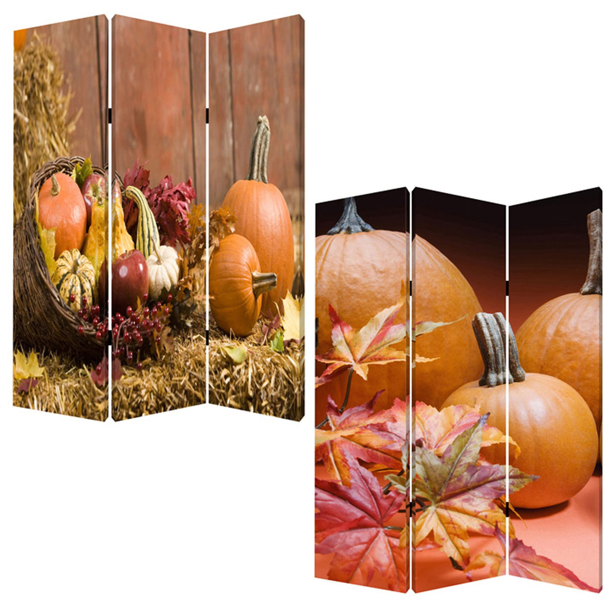 Brown Canvas Folding Three Panel Screen Room Divider - 72-inch
