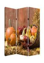 Brown Canvas Folding Three Panel Screen Room Divider - 72-inch