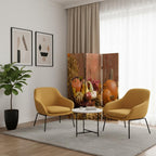 Brown Canvas Folding Three Panel Screen Room Divider - 72-inch
