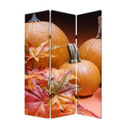 Brown Canvas Folding Three Panel Screen Room Divider - 72-inch