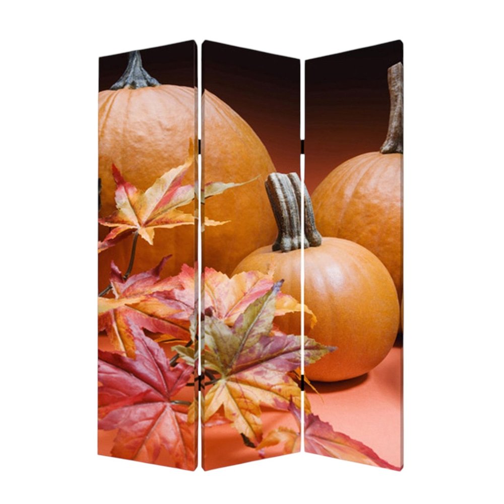 Brown Canvas Folding Three Panel Screen Room Divider - 72-inch