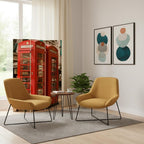 Red Canvas Folding Three Panel Screen Room Divider - 72-inch