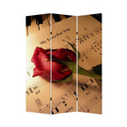 Brown and White Canvas Folding Three Panel Screen Room Divider - 72-inch