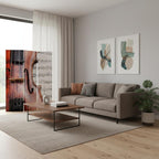 Brown and White Canvas Folding Three Panel Screen Room Divider - 72-inch