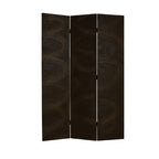 Black Canvas Folding Three Panel Screen Room Divider - 72-inch