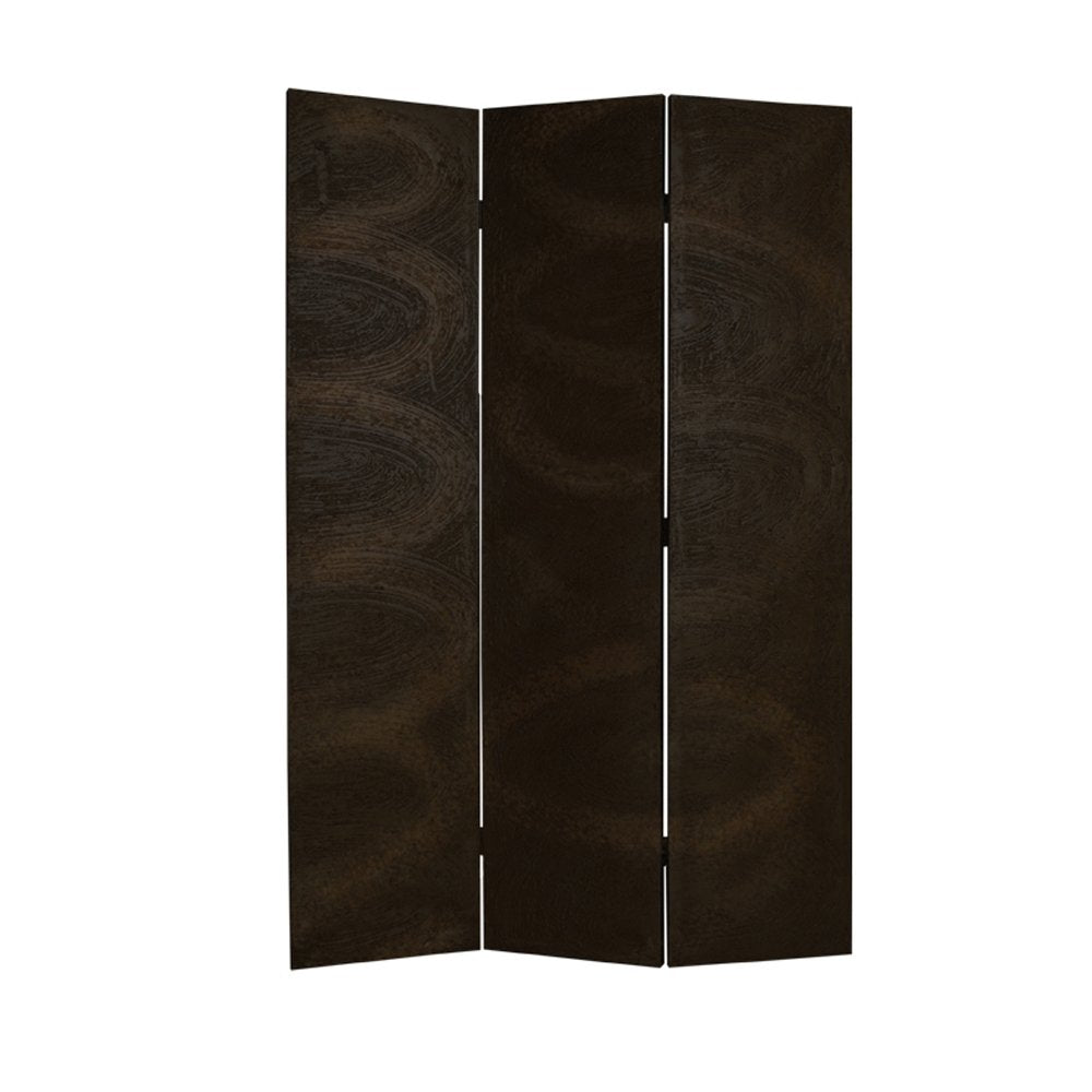 Black Canvas Folding Three Panel Screen Room Divider - 72-inch