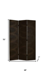 Black Canvas Folding Three Panel Screen Room Divider - 72-inch