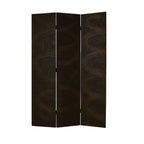 Black Canvas Folding Three Panel Screen Room Divider - 72-inch