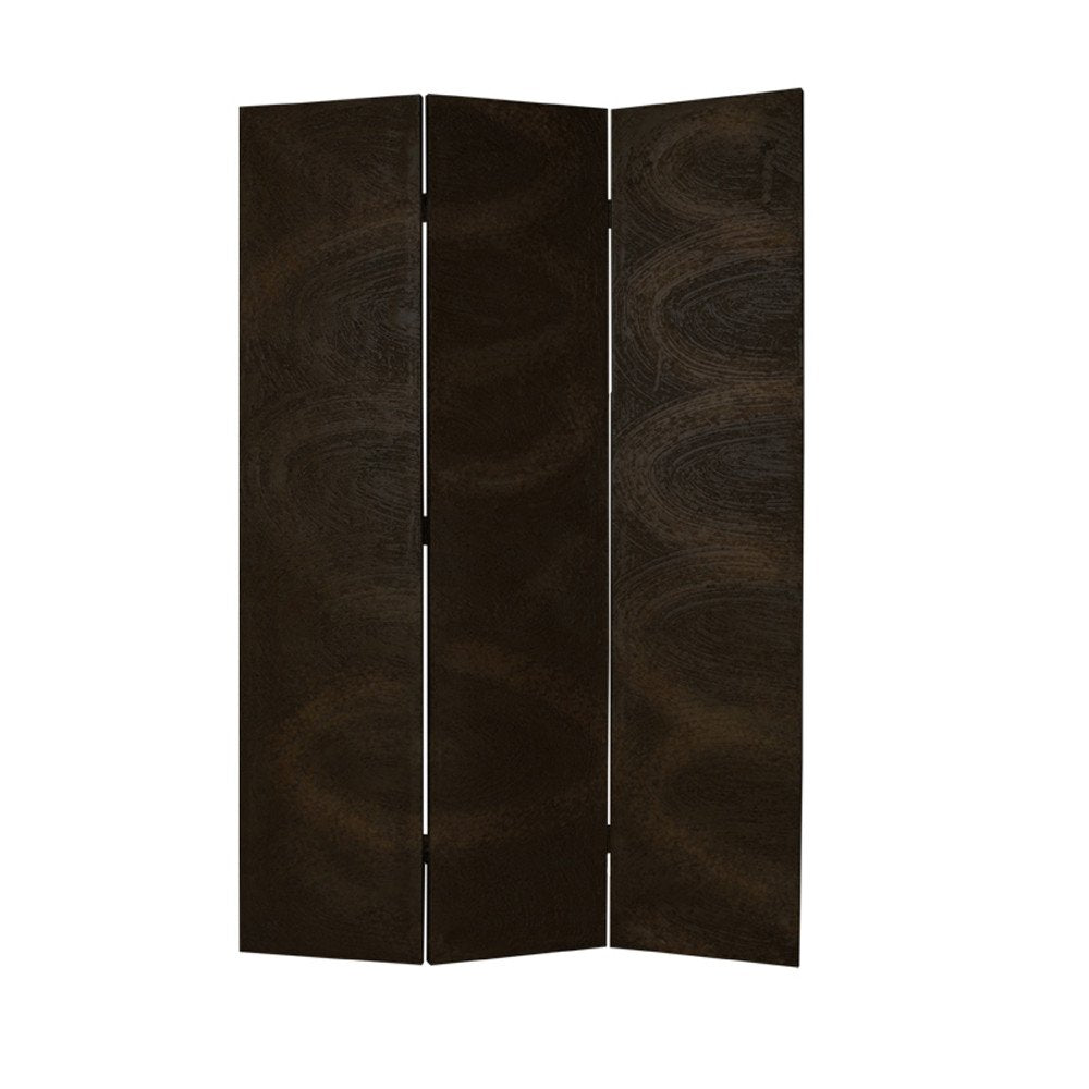 Black Canvas Folding Three Panel Screen Room Divider - 72-inch