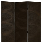 Black Canvas Folding Three Panel Screen Room Divider - 72-inch