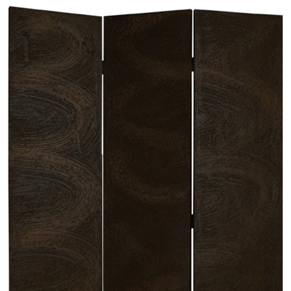 Black Canvas Folding Three Panel Screen Room Divider - 72-inch