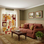Orange and Yellow Canvas Folding Three Panel Screen Room Divider - 72-inch
