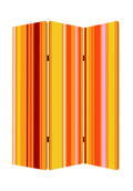 Orange and Yellow Canvas Folding Three Panel Screen Room Divider - 72-inch
