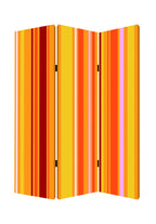 Orange and Yellow Canvas Folding Three Panel Screen Room Divider - 72-inch