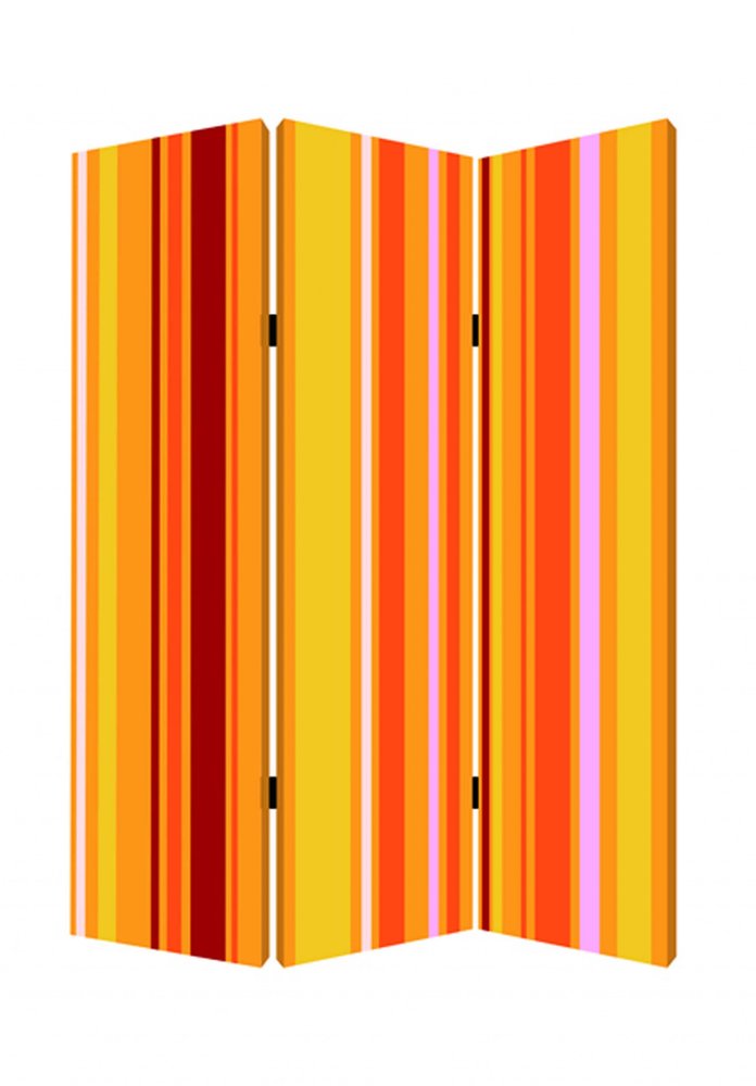 Orange and Yellow Canvas Folding Three Panel Screen Room Divider - 72-inch