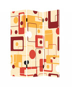 Orange and Yellow Canvas Folding Three Panel Screen Room Divider - 72-inch