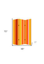 Orange and Yellow Canvas Folding Three Panel Screen Room Divider - 72-inch