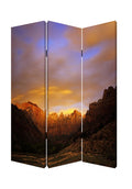 Brown Canvas Folding Three Panel Screen Room Divider - 72-inch