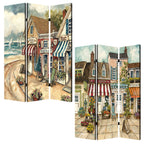 Beige Canvas Folding Three Panel Screen Room Divider - 72-inch