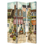 Beige Canvas Folding Three Panel Screen Room Divider - 72-inch