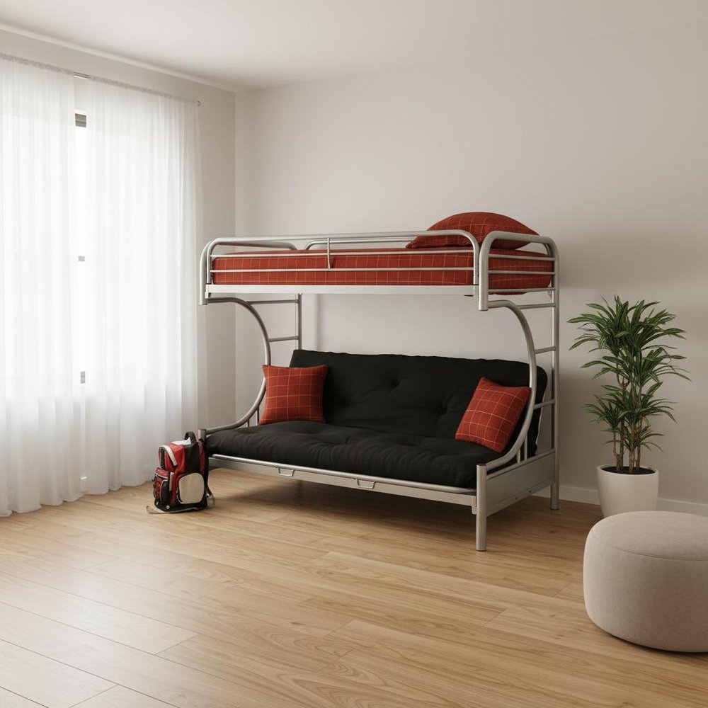 Twin Over Full Silver Metal Tube Bunk Bed - 78 X 41 X 65-inch