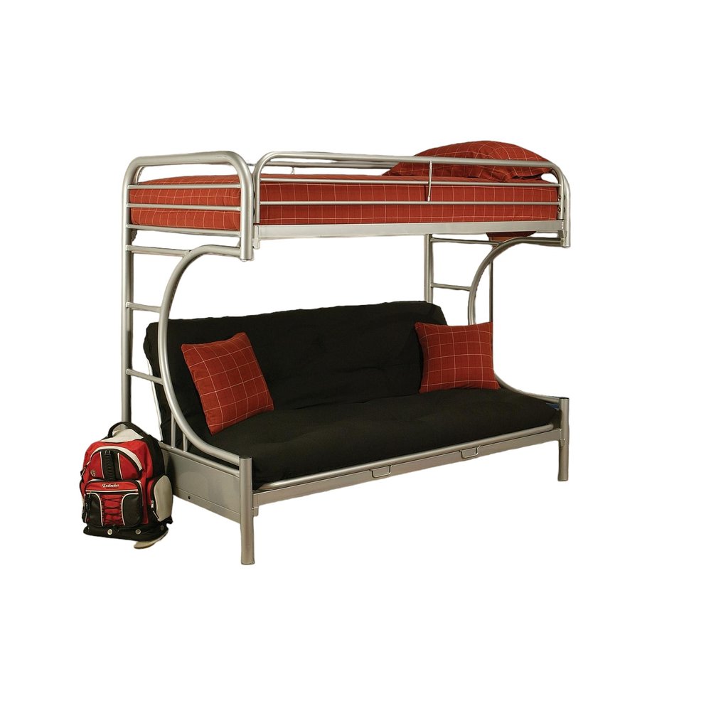 Twin Over Full Silver Metal Tube Bunk Bed - 78 X 41 X 65-inch