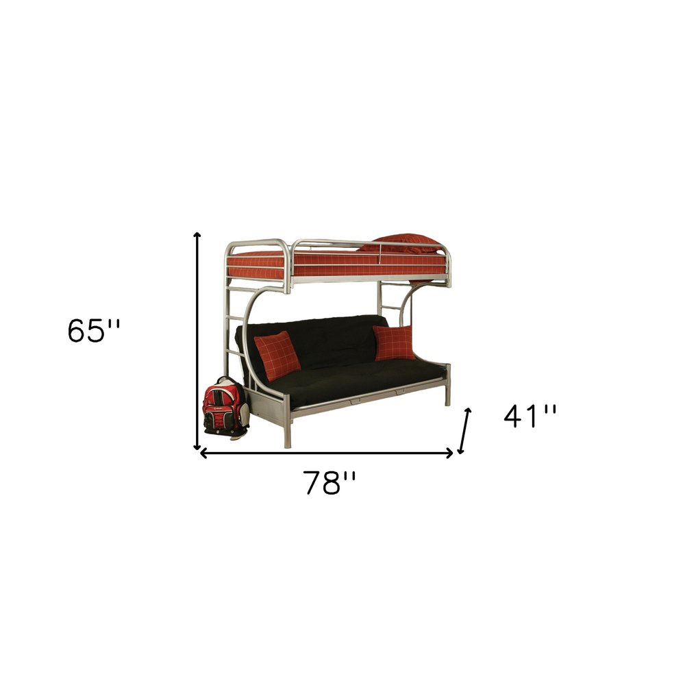 Twin Over Full Silver Metal Tube Bunk Bed - 78 X 41 X 65-inch