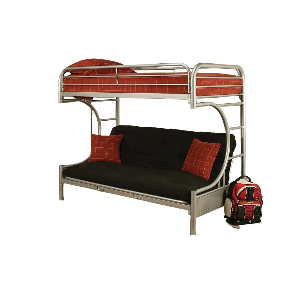 Twin Over Full Silver Metal Tube Bunk Bed - 78 X 41 X 65-inch