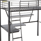Silver and Black Metal Tube Loft Bed with Desk - 79 X 42 X 72-inch