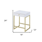 Gold and Black Solid Wood End Table with Drawer - 24-inch