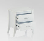 White Wood Two Drawer Nightstand - 25-inch