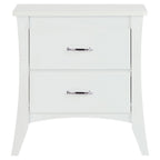 White Wood Two Drawer Nightstand - 25-inch