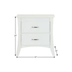 White Wood Two Drawer Nightstand - 25-inch