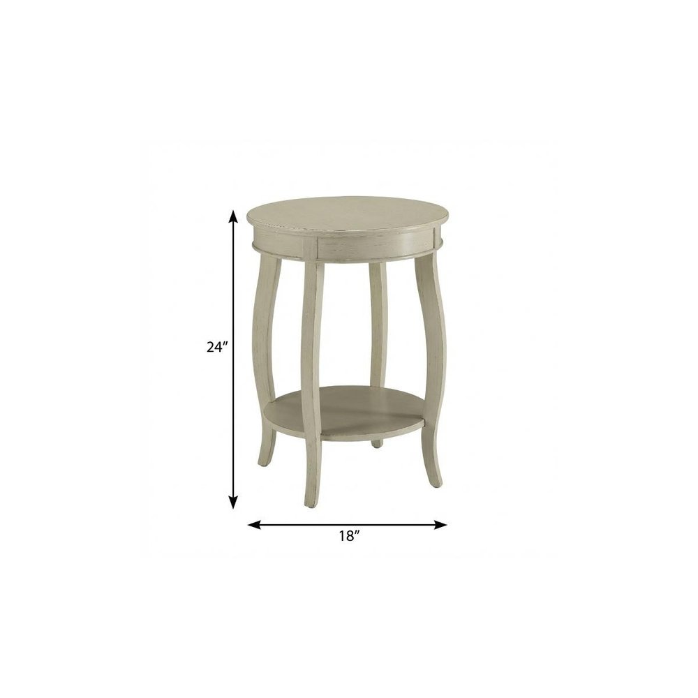 Red Wood Round End Table with Shelf - 24-inch
