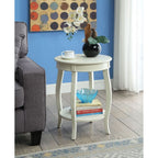 Red Wood Round End Table with Shelf - 24-inch