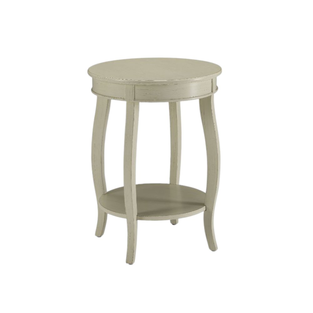 Red Wood Round End Table with Shelf - 24-inch