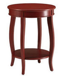 Red Wood Round End Table with Shelf - 24-inch