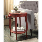 Red Wood Round End Table with Shelf - 24-inch