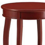 Red Wood Round End Table with Shelf - 24-inch