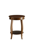 Red Wood Round End Table with Shelf - 24-inch